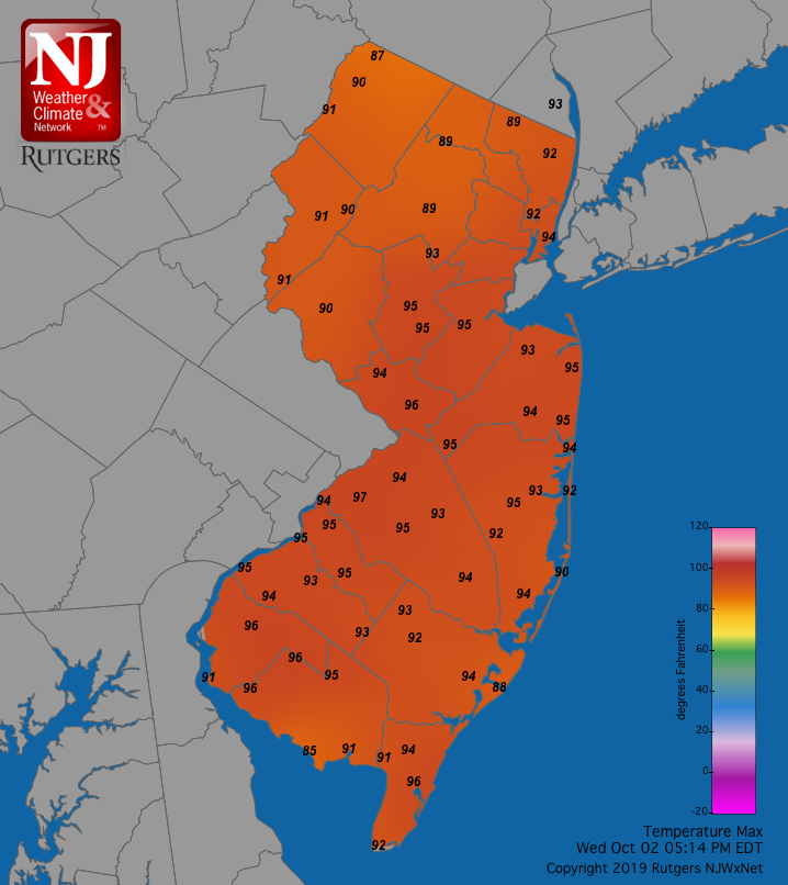Oct. 2, 2019 Record High Temperatures